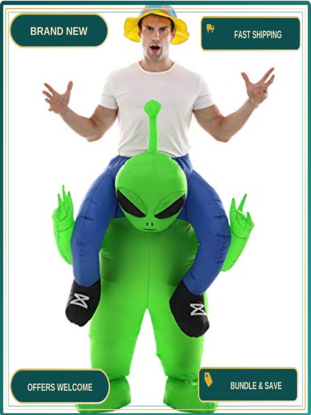 Adult Inflatable Alien Costume Halloween Ride-On Blow Up Suit